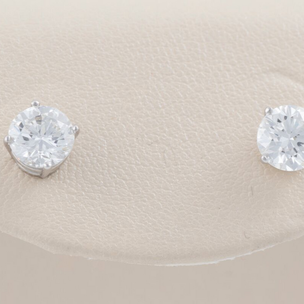 1.10 Carat Colorless Diamond Stud Earrings In 14 Karat White Gold (E-F, I2  Clarity Enhanced)