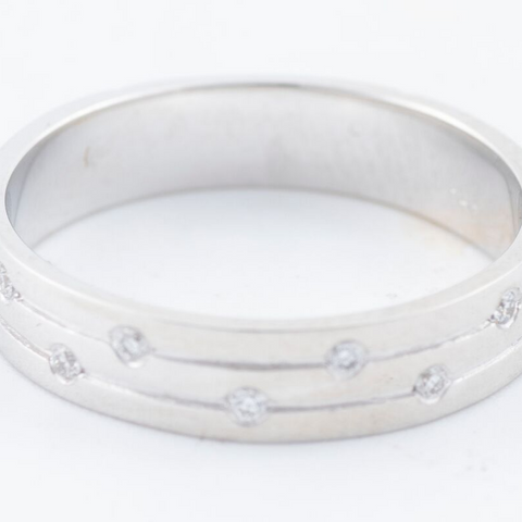 14kt White Gold and Diamond Simple Band