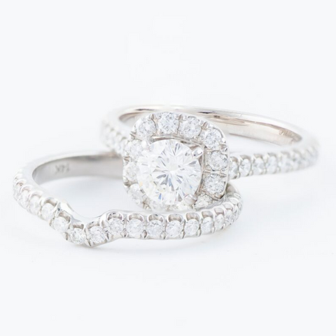 14kt Diamond Engagement Ring With Matching Diamond Band