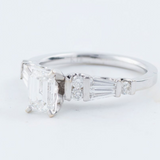 14kt Diamond Engagement Ring With Emerald Cut Center Diamond